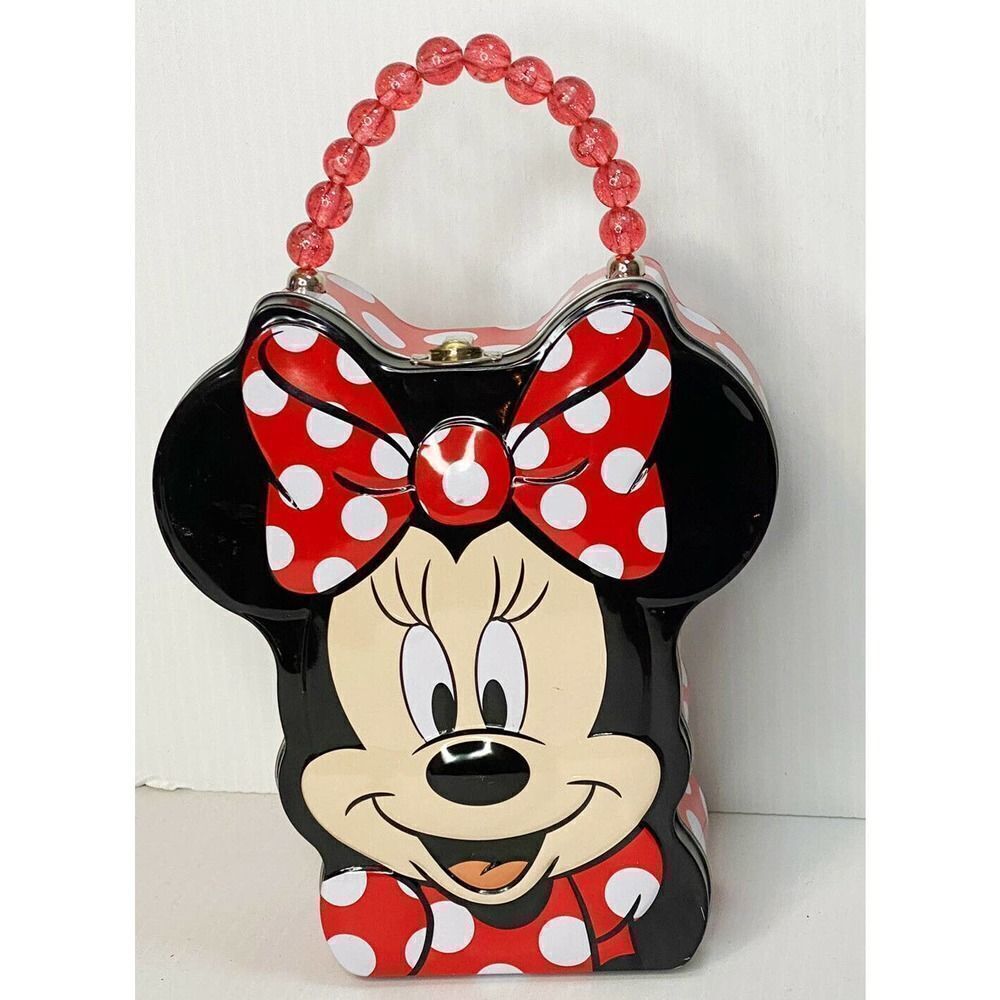 Disney Minnie Mouse Tin Purse with handle Red EUC